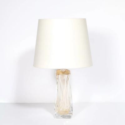 Vittorio Rigattieri Modernist 24kt Gold Fleck Murano Glass Table Lamps signed Vittorio Rigattieri