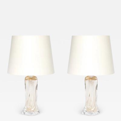Vittorio Rigattieri Modernist 24kt Gold Fleck Murano Glass Table Lamps signed Vittorio Rigattieri