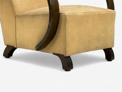 Vittorio Valabrega Vittorio Valabrega Beige Velvet Bentwood Lounge Chairs Italy 1940s
