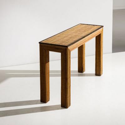 Vivai Del Sud Console Indian cane brass Italy 1970s