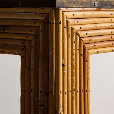 Vivai Del Sud Console Indian cane brass Italy 1970s