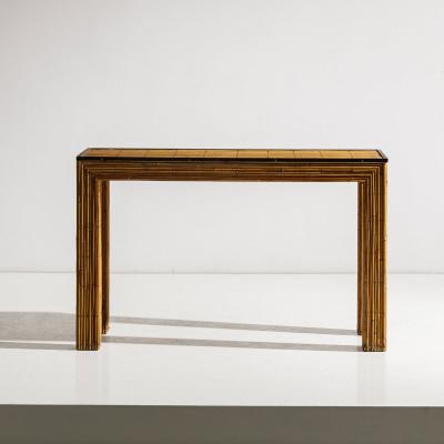 Vivai Del Sud Console Indian cane brass Italy 1970s