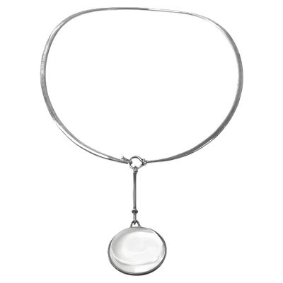 Vivianna Torun B low H be 1970s Georg Jensen Sterling Rock Crystal Necklace Vivianna Torun