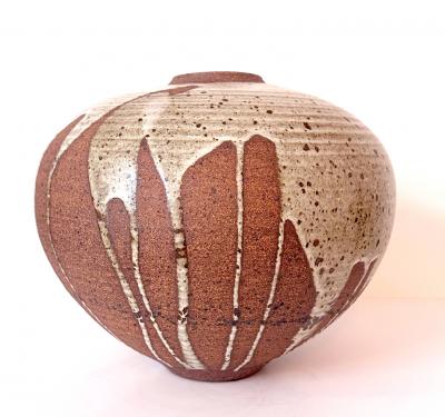 Vivika Heino Striking Ceramic Jar Vase with Flowing Glaze by Vivika and Otto Heino
