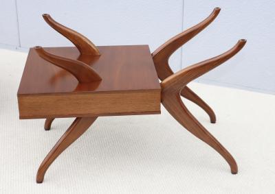 Vladimir Kagan 1960s Mid Century Modern Sculptural Side Tables With Floating Glass Top