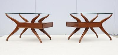 Vladimir Kagan 1960s Mid Century Modern Sculptural Side Tables With Floating Glass Top