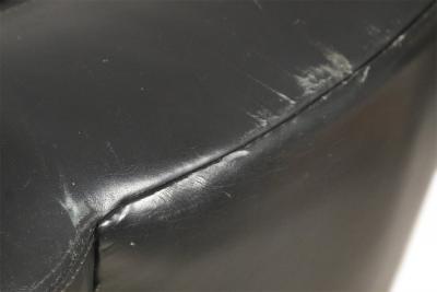 Vladimir Kagan Black Leather Nautilus Swivel Armchairs