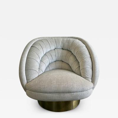 Vladimir Kagan Crescent Swivel Loung Chair Brass Base by Vladimir Kagan