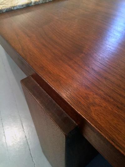 Vladimir Kagan Early Walnut and Marble Curvy Coffee Table