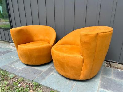 Vladimir Kagan Gorgeous Pair Vladimir Kagan Directional Swivel Nautilus Chair Mid Century