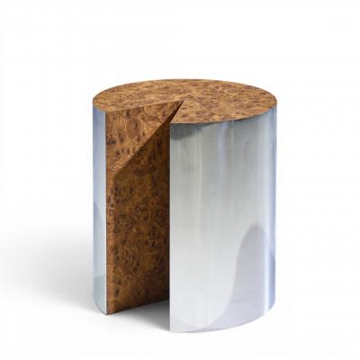 Vladimir Kagan Leon Rosen for Pace Style Mid Century Pac Man Chrome Drum Table