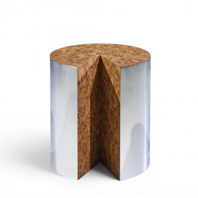 Vladimir Kagan Leon Rosen for Pace Style Mid Century Pac Man Chrome Drum Table
