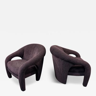 Vladimir Kagan MODERN PURPLE FABRIC CURVED ARMCHAIRS BY VLADIMIR KAGAN