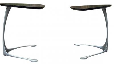 Vladimir Kagan MODERNIST ALUMINUM UNICORN SIDE TABLES IN THE MANNER OF VLADIMIR KAGAN