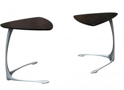 Vladimir Kagan MODERNIST ALUMINUM UNICORN SIDE TABLES IN THE MANNER OF VLADIMIR KAGAN