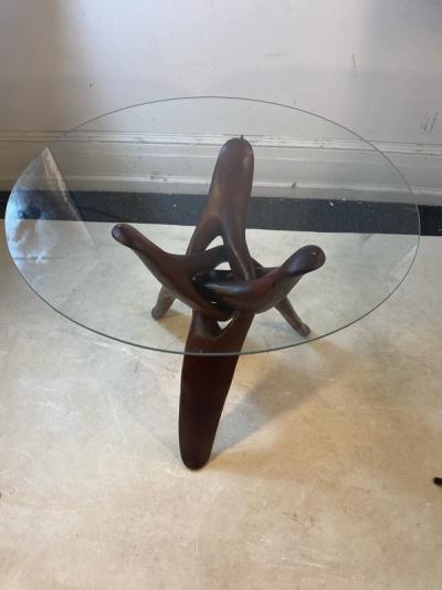 Vladimir Kagan MODERNIST ORGANIC SCULPTED INTERLOCKING WOOD TABLE ATTRIBUTED TO VLADIMIR KAGAN