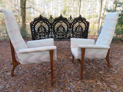 Vladimir Kagan Magnificent Pair Vladimir Kagan style Sculptural 3 Leg Lounge Chairs Mid Century