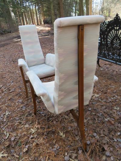 Vladimir Kagan Magnificent Pair Vladimir Kagan style Sculptural 3 Leg Lounge Chairs Mid Century