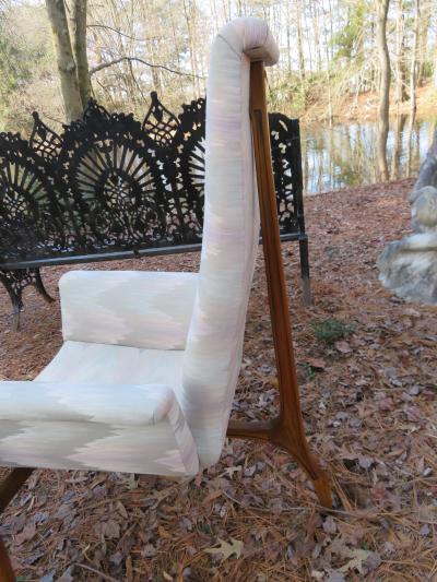 Vladimir Kagan Magnificent Pair Vladimir Kagan style Sculptural 3 Leg Lounge Chairs Mid Century