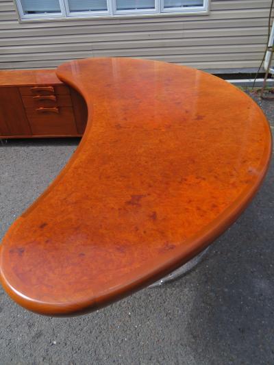 Vladimir Kagan Magnificent Rare Kidney Shaped Vladimir Kagan Burl Desk Credenza Mid Century