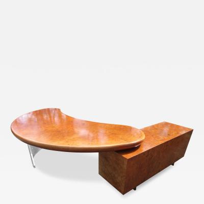 Vladimir Kagan Magnificent Rare Kidney Shaped Vladimir Kagan Burl Desk Credenza Mid Century