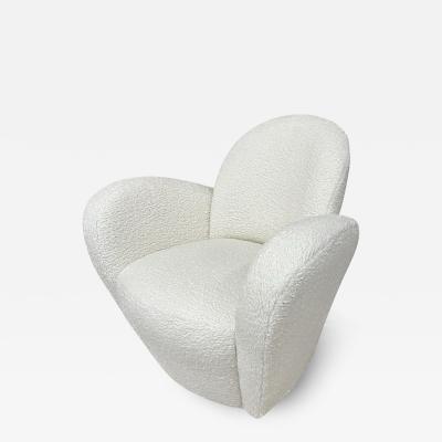 Vladimir Kagan Mid Century Modern Kagan Style Swivel Lounge Chair Michael Wolk Boucle