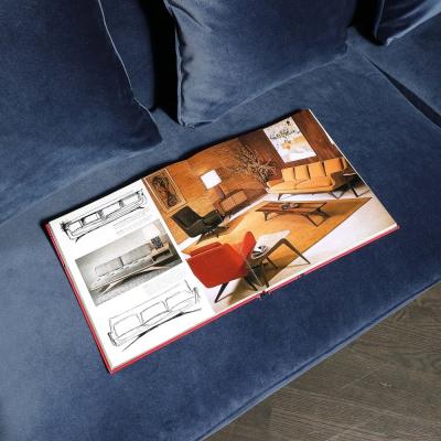 Vladimir Kagan Mid Century Smoked Sapphire Velvet Sculptural Supported Sofa by Vladimir Kagan