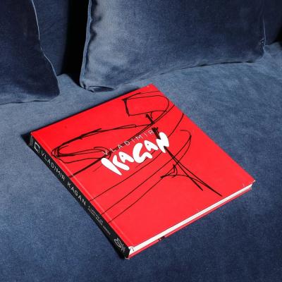 Vladimir Kagan Mid Century Smoked Sapphire Velvet Sculptural Supported Sofa by Vladimir Kagan