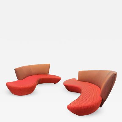 Vladimir Kagan Midcentury Pair of Curved Serpentine Bilboa Sofas by Vladimir Kagan for Preview