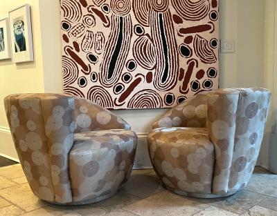 Vladimir Kagan Pair Nautilus Swivel Club Chairs by Vladimir Kagan