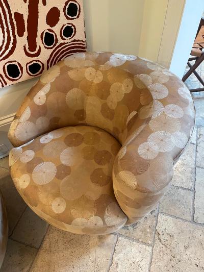 Vladimir Kagan Pair Nautilus Swivel Club Chairs by Vladimir Kagan