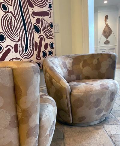 Vladimir Kagan Pair Nautilus Swivel Club Chairs by Vladimir Kagan