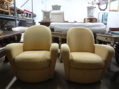 Vladimir Kagan Pair Of Michael Wolk Style Swivel Chairs