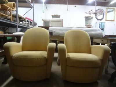 Vladimir Kagan Pair Of Michael Wolk Style Swivel Chairs