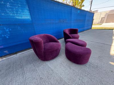 Vladimir Kagan Pair Of Vladimir Kagan Nautilus Chairs And Ottomans