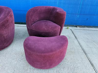 Vladimir Kagan Pair Of Vladimir Kagan Nautilus Chairs And Ottomans