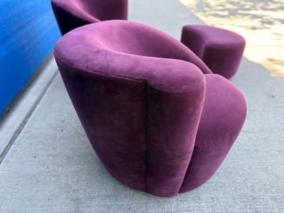 Vladimir Kagan Pair Of Vladimir Kagan Nautilus Chairs And Ottomans