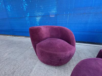Vladimir Kagan Pair Of Vladimir Kagan Nautilus Chairs And Ottomans
