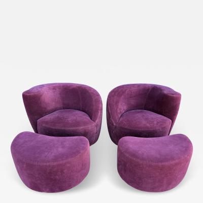 Vladimir Kagan Pair Of Vladimir Kagan Nautilus Chairs And Ottomans