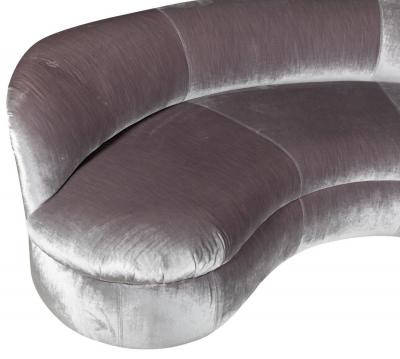 Vladimir Kagan Pair of Biomorphic Curved Velvet Sofas attr to Vladimir Kagan for Directional