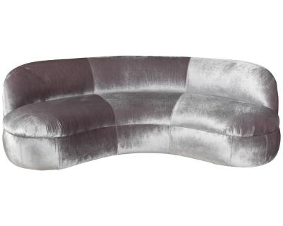 Vladimir Kagan Pair of Biomorphic Curved Velvet Sofas attr to Vladimir Kagan for Directional