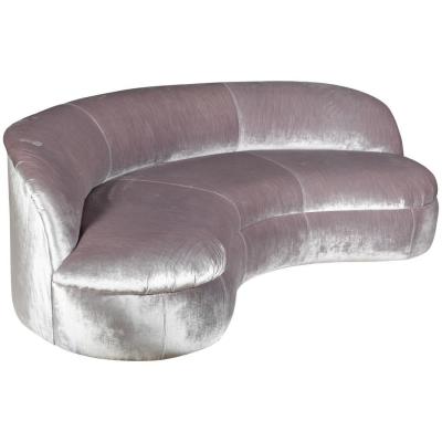 Vladimir Kagan Pair of Biomorphic Curved Velvet Sofas attr to Vladimir Kagan for Directional