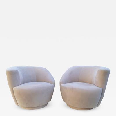 Vladimir Kagan Pair of Corkscrew Swivel Lounge Chairs Armchairs Attributed to Vladimir Kagan