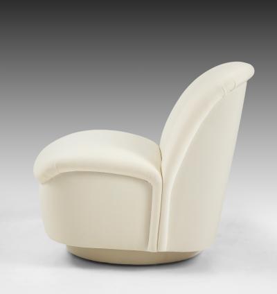 Vladimir Kagan Pair of Ivory Velvet Swivel Lounge Chairs
