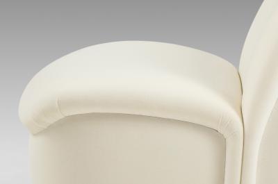 Vladimir Kagan Pair of Ivory Velvet Swivel Lounge Chairs