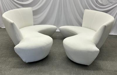 Vladimir Kagan Pair of Mid Century Modern Organic Vladimir Kagan Bilbao Sofas White Boucle