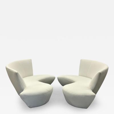 Vladimir Kagan Pair of Mid Century Modern Organic Vladimir Kagan Bilbao Sofas White Boucle