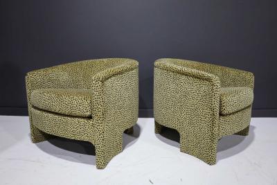 Vladimir Kagan Pair of Mid Century Modern Tub Chairs in Cheetah Print Velvet