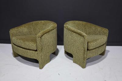 Vladimir Kagan Pair of Mid Century Modern Tub Chairs in Cheetah Print Velvet