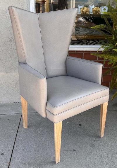 Vladimir Kagan Pair of Modern Vladimir Kagan Style Leather Wingback Chairs